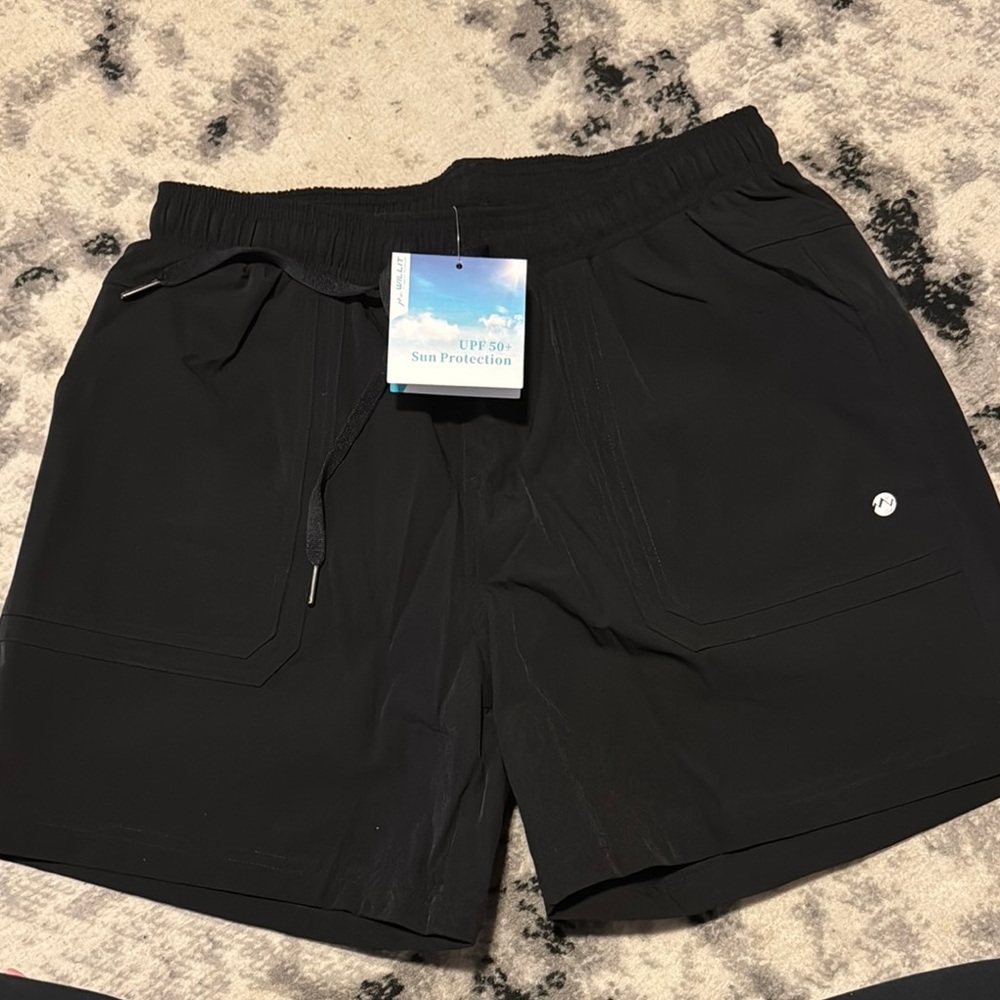 Black Athletic Shorts with Elastic Waistband